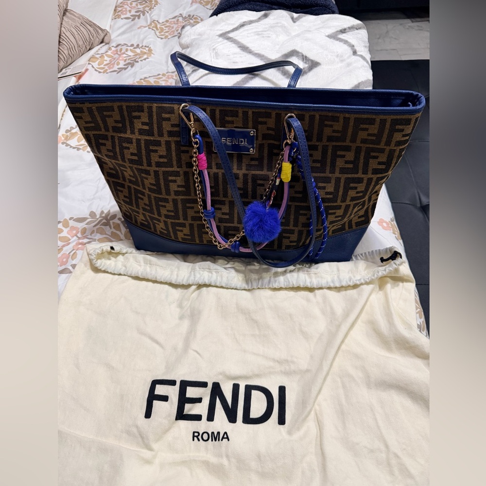 Fendi Brown and Navy Tote Bag